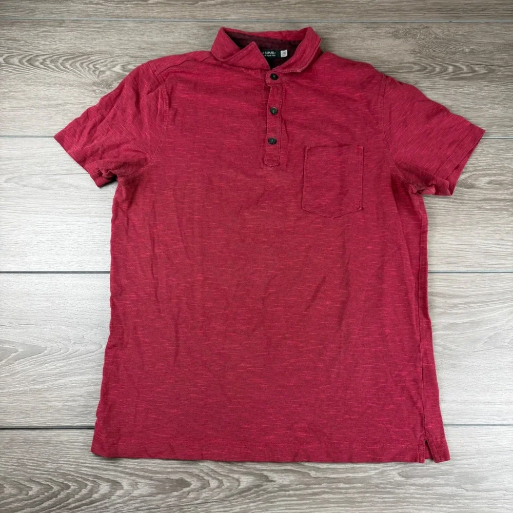 Banana Republic Mens Polo Shirt Performance Pique Pocket Red Medium